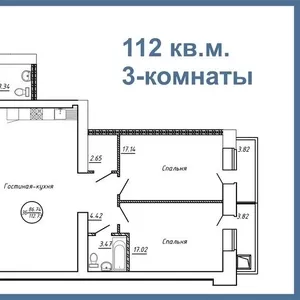 3-комнатная квартира,  кухня-студия,  в новостройке в Центре Караганды